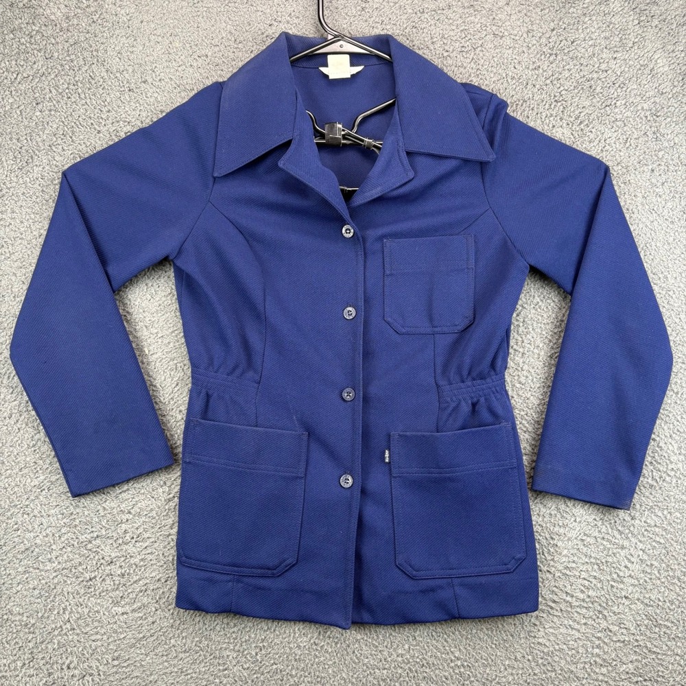 Vintage Levi Strauss Womens Blue Collared Button Front Pea Coat‎ Jacket Size M